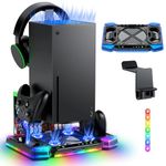 Upgraded RGB Cooling Fan Charging Stand for Xbox Series X : Accessories for Xbox X Console & Controller, Dual Charger Dock & Cooler System Station, with 11 Colorful Light Modes & Headset Hook