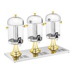 Royal Catering Triple Juice Dispenser Cold Beverage Dispenser Iced Tea Cooling Inserts 3x8L RCSD-3G (Stainless Steel, Plastic, Spigot Height 14.5cm)