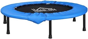 HOMCOM 38" Mini Fitness Trampoline Home Gym Yoga Exercise Rebounder Indoor Outdoor Jumper with Safety Pad, Support Up to 150 KG, Blue and Black
