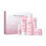 LAIKOU SkinCare Set, JAPAN Sakura Skin Care Sets & Kits - Cleanser,Toner,Face Serum,Eye Cream,Face Cream, Gift Set for Teenage Girls Women Mom Daughter Birthday, Travel Kit for All Skin Types, 5pcs