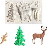 Skytail 8 Cavties Christmas Fondant Mould Christmas Tree, Elk, Icicle, Snowflake, shape Silicone Mold Chocolate Candy Fondant Cake Decorating resin mould, Baking Moulds Cake Border Decor DIY Mold.