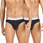 U.S. POLO ASSN. Mens Cotton Super Soft Branded Waist I006 Briefs-Pack of 2 (Black 2XL)