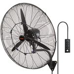 VEVOR Wall-Mount Misting Fan, 30 Inch, 3-speed High Velocity Max. 9500 CFM, Waterproof Oscillating Industrial Wall Fan, Commercial or Residential for Warehouse, Greenhouse, Workshop, Black, ETL Listed