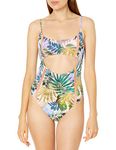 Hobie Women's Keyhole One Piece Swimsuit, Multi//Festival Palm, Medium