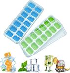 Homecloud 2X Silicone 14 Grid Ice Cube Tray with Lid - Square Mold, Non-toxic, Durable, Flexible Base for Easy Release of Ice Cubes, Non-Spill, BPA-Free, Stackable, Dishwasher Safe - Pack of 2 (Small)