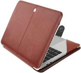 SwooK Compatible Case for M3 MacBook Pro 14 inch Case 2023 2021 New A2918 A2992 A2779 A2442 M2 M1 Pro/Max PU Leather Folio Flip Cover Case (Brown)