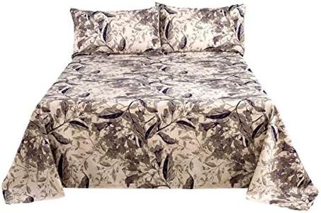 Tache Elagant Abstract Whimsical Wispy Leaf Floral Neutral Monochromatic Taupe Grey Purple Soft Microfiber Flat Sheet, King