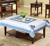 Kuber Industries Floral Print Polyester Center Table Cover/Table Cloth for Home Decorative Luxurious 4 Seater, 60"x40" (Blue) 54KM4260