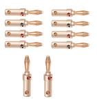 fdealz® [ 5 Pairs / 10 Pieces ] 24K Gold-plated Copper Banana Speaker Plug Connector Adapter Audio Banana Connectors for Speaker Wire Amplifiers