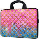 15 15.4 15.6 Inch Laptop Sleeve Carrying Bag Protective Case Neoprene Sleeve Tote Tablet Cover Notebook Briefcase Bag with Handle for Women Men (Mermaid,15")