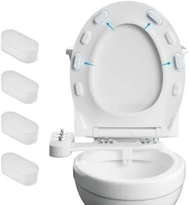 iFealClear 4 Pcs Universal Toilet Seat Bumpers for Bidet, Toilet Lid Rubber Buffer for Changing Heights, Strong Adhesion Toilet Bidet Seat Bumpers with 4 Extra Thickness Pads for Home, Hotel, Hospital