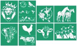 JAJADO 8Pcs Animal Stencils, Self Adhesive Silk Screen Stencils Farmhouse Animal Farm Life Silk Screen Printing DIY Stencils for Painting on Wood, T-Shirt, Chalkboard, Wall, Canvas, Home Decor