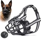 Black Dog Muzzle for Large Breed Adjustable Dogs Muzzles for Xl Bully Breathable Basket Muzzle,Soft Silicone Basket Muzzles with Reflective Strip to Prevent Biting Barking Chewing,Dogs Can Drink(XL）