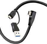 SideTrak USB-C to USB-C Cable & USB-A Adapter | Durable, Flexible, Tangle-Free Braided Nylon Cord | 1.5ft | Black