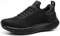 Women's Non Slip Work Shoes Walking Black & Lightweight Food Service Chef Kitchen Restaurant Resistant Sneakers,Size 11,All Black,BWUMFO2501