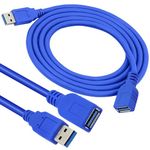 Storite 1.5M USB 3.0 Male to Female Extension Cable High Speed 5GBps Extension Cable Data Transfer for Keyboard, Mouse, Flash Drive, Hard Drive, Printer and More - Blue