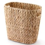 3.2 Gallons Wicker Waste Basket - Trash Basket with Handles - Wastebaskets for Bedroom, Bathroom, Kitchen, Living Room, Office - Handwoven Trash Cans for Under Sink, Garbage Can (Water Hyacinth)