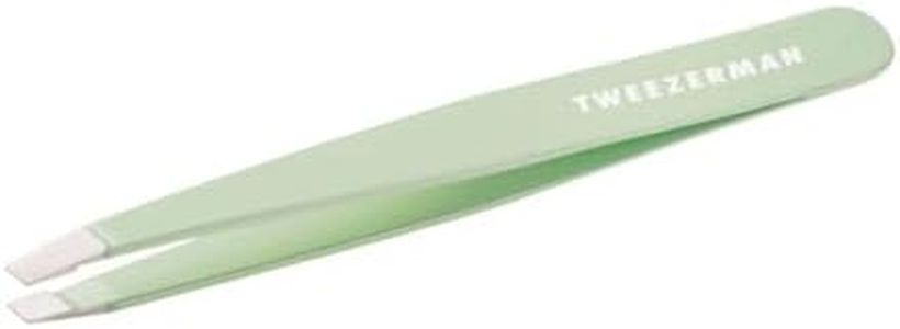 Tweezerman Stainless Steel Slant Tweezer - Eyebrow Tweezers for Women and Men (Pistachio)