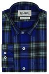 GHPC Cottswool Winter Wear Woolen Plaid Checks Full Sleeves Regular Fit Formal Shirt for Men (Blue, CW232147_42)