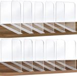 ROUFA Clear Shelf Dividers, Acrylic Closet Dividers Fit for Any Thickness of Shelves, 12pcs Multi-Purpose Wood Shelf Separators for Bedroom, Kitchen, Office, Bathroom, 11.8''x11''