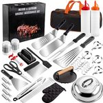 Supernal 46pcs Blackstone Griddle Accessories Upgraded-Griddle Accessories Kit Flat Top Grill Tools for Camp Chef Griddle Cover Salt and Pepper Shakers Grill Black Tools Set Enlarged Spatula Gift Set