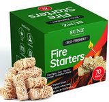 Fire Starter, 70 Pieces. Natural Fire Starters for Fireplace, Charcoal Starter, Charcoal Fire Starter for Campfires, Grill Starter, Wooly Wood BBQ Fire Starters for Grill. All Weather.