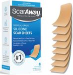 ScarAway Advanced Skincare Silicone Scar Sheets, Medical Grade Silicone Strips, No 1 Recommended Treatment for Surgical, Burn, Body, Acne, Hypertrophic & Keloid Scar Treatment, 8 Tan Reusable Sheets