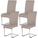 Yaheetech Dining Chairs Set of 4 Leather Chairs Modern Kitchen Chairs with High Back and Metal Legs for Dining Room Kitchen, Light Brown