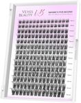 VEYESBEAUTY Lash Clusters Individual Eyelash Extensions Thin & Invisible Band DIY False Eyelashes for Self-application Newbie's Five-Second Series Wispy Lash Tray, Dreamy 8-16mm Mixed Length