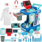 Doctor Kit Kids Toys for 3 Year Old Girl Boy 28 PCS Dentist Kit Pretend Play Doctor Costume Cart Set Dress Up Medical Kit Role Play for 3 4 5 Year Old Girls Toddler Halloween Christmas Birthday Gifts