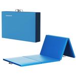 BalanceFrom All Purpose 4'x8'x2" Extra Thick High Density Anti Tear Gymnastics Gym Folding Exercise Aerobics Mats, Blue