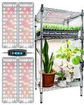 DOMMIA Grow Light, 50W Grow Lights for Indoor Plants Full Spectrum with 4 Panels & Timer, 288 LED, Dimmable Ultra-Thin Panel Plant Lights Indoor for Seedlings/Veg/Flowers for Shelves, Cabinet