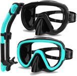 Bairuifu 2 Packs Dry Snorkel Mask Set Snorkeling Gear for Adults Scuba Diving Mask Swimming Glasses Swim Dive Mask Nose Cover Free Diving