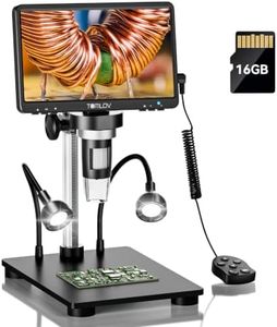 TOMLOV DM9B 7" Digital Microscope: 1080P 1200X Coin Microscope Magnifier, 12MP Ultra-Precise Focusing LCD Soldering Microscopes for Adults, PC View, 32GB, Black