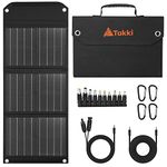 Takki Foldable 30W Solar Panel Battery Charger Kit with USB DC Type-C Ports for Phones Portable Power Station Camping Solar Generator Outdoor, 10 Connectors