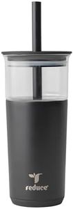 REDUCE Aspen - 20oz Vacuum Insulated Glass Tumbler - Extra Wide Straw & Lid | Keeps Drinks Cold For 12 Hours, Ideal For Iced Coffee, Smoothies&Boba, Dishwasher Safe, Soft Base, Phantom