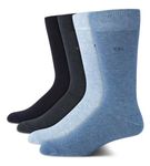 Calvin Klein Men's Dress Socks - Cotton Blend Crew Socks: Patterns and Solids (4 Pack), Blue Solid, 7-12