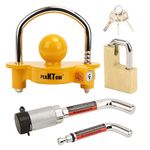 PEAKTOW PTS0003 Deluxe Keyed Alike Trailer Towing Lock Set Includes One Coupler Lock One Dual Bent Pins Trailer Receiver Lock and One Brass Coupler Latch Lock