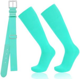 Baseball Socks and Belt Combo for Youth Adult - Softball Socks and Belt for Boys and Girls (Mint Green)