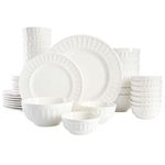 Gibson Home Zen Buffet Porcelain Crockery Dinnerware Set, Service for 8 (40pcs), White (Embossed)