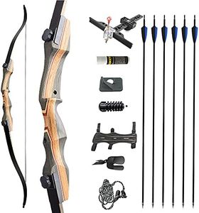 SHARROW 62" Recurve Bow Set Adult 30-50 Lbs Takedown Archery Set Hunting Bow and Arrow Set Adult Competition Bow Sportbow Hunting Recurvebow Set for Right Handed Training Hunting (bow set, 30Lbs)