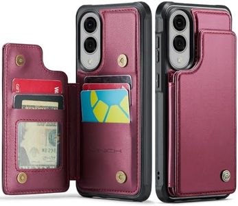 Vinich for Samsung Galaxy S25 Edge Wallet Case with Card Holder, RFID Blocking Credit Slots Kickstand Shockproof Phone Cover for Women Men, Red
