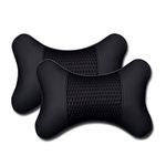 VVHOOY 2 Pack Car Headrest Pillow PU Leather Car Neck Pillow for Driving Seat Breathable Automotive Neck Support Adjustable Cute Auto Neck Pillow Neck Shoulder Pain Relief for Travel(Black)