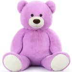 MorisMos Giant Teddy Bear Stuffed Animal XXL 130cm, Kawaii Large Purple Bear Plush Toy Soft Cuddly Big, Cute Presents for Girlfriend Girls Women Christmas Birthday Party Decorations