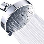 High Pressure Shower Head, 5–Setting Bathroom Multi-Funtion 4.1 Inch Rain Fixed Showerhead, High Flow with Adjustable Metal Swivel Ball Joint-Luxury Invigorating Shower Experience