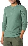 Amazon Essentials Men's Regular-Fit Long-Sleeve Waffle Henley Shirt, Green, Medium