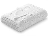 mimixiong 100% Cotton Knitted Cellular Baby Blanket, 100 x 80cm (White)