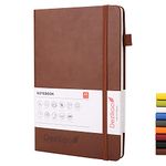 Deziliao Lined Journal Notebooks with Pen Loop, Hardcover Notebook Journal for Work, 100Gsm Premium Thick Paper with Inner Pocket, Medium 5.7"x8.4", （Brown, Ruled）