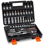 Nestling Socket Set, 1/4 Socket Set, 53-Piece Tool Sets, DIY Car Tool Set with Wrench, Extension Bars, Flexible Rods, Bit Sockets