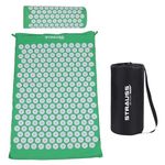 STRAUSS Pain Relief Acupressure Exercise Mat with Pillow | Yoga Acupuncture Mat Trigger Point Therapy, Muscle Relaxation, Cures Sciatica and Blood Circulation | 68 X 42 X 2 CM,(Green)